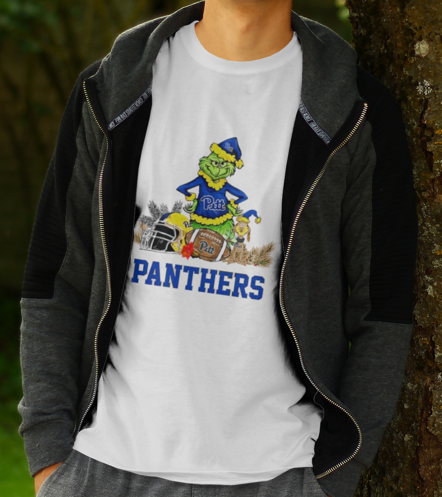 Pittsburgh Panthers Grinch Max Dog Christmas Football T-Shirt