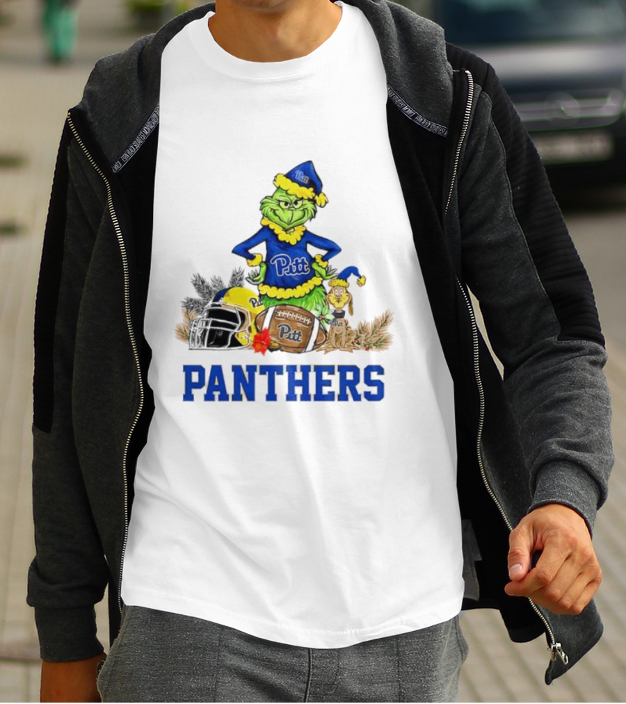 Pittsburgh Panthers Grinch Max Dog Christmas Football T-Shirt