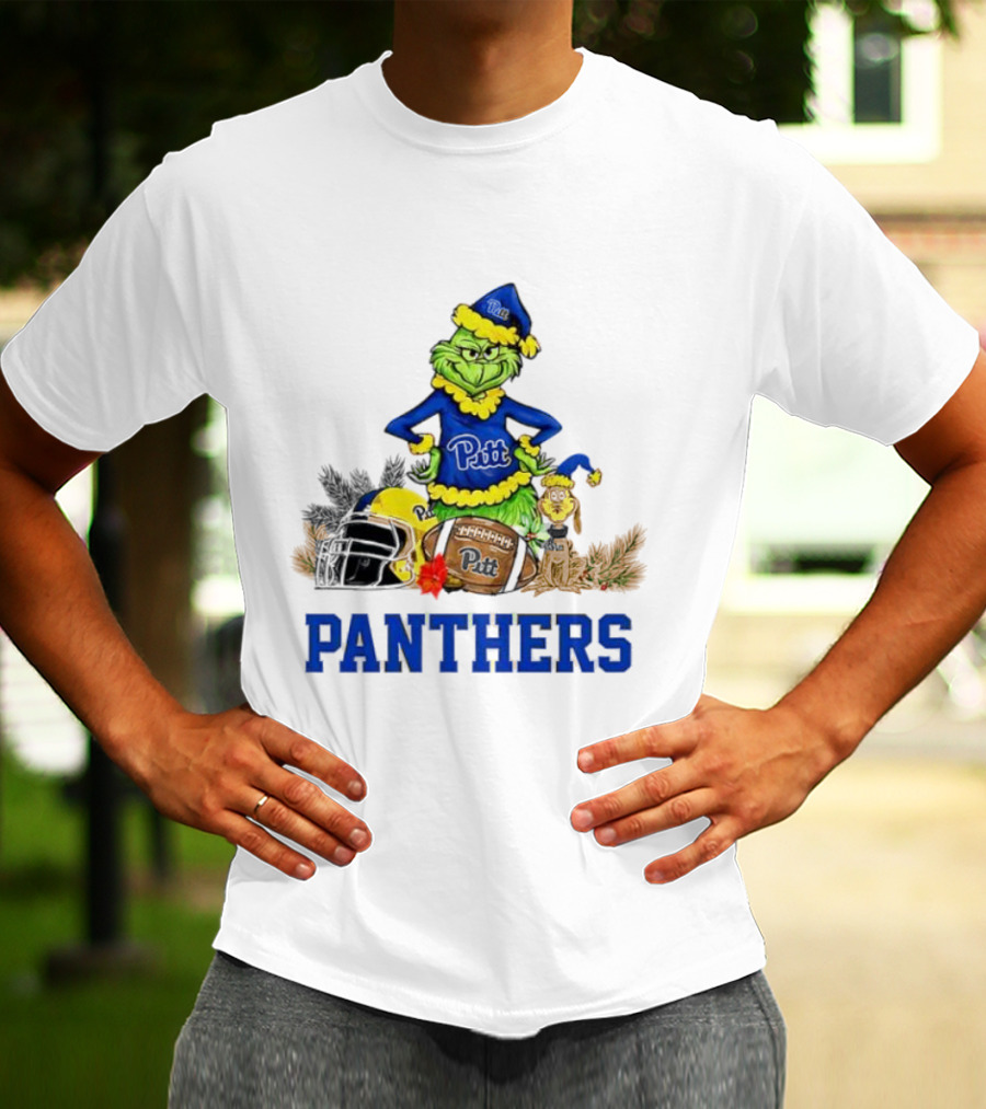 Pittsburgh Panthers Grinch Max Dog Christmas Football T-Shirt