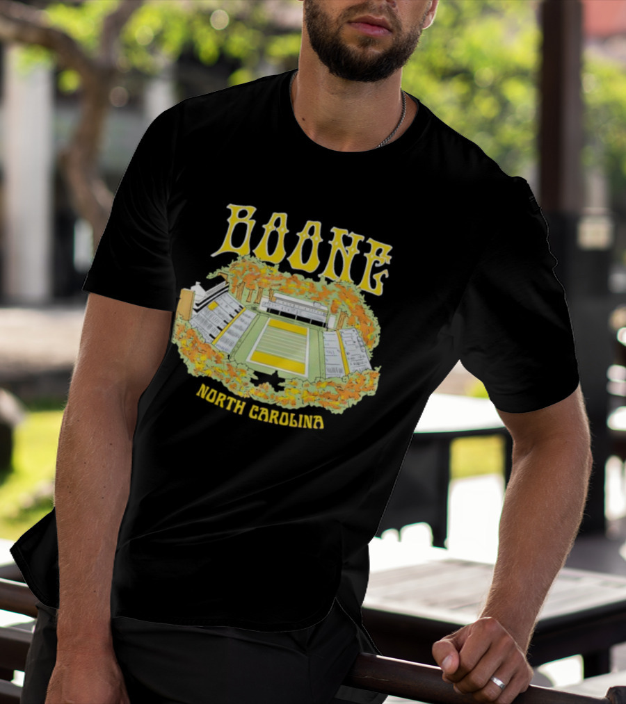 Boone North Carolina Stadium Football Field Autumn Leaves T-Shirt