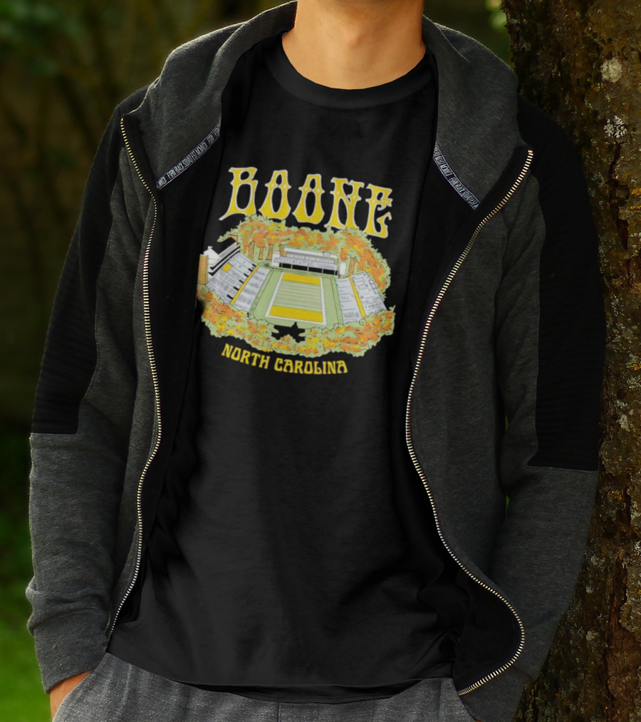 Boone North Carolina Stadium Football Field Autumn Leaves T-Shirt