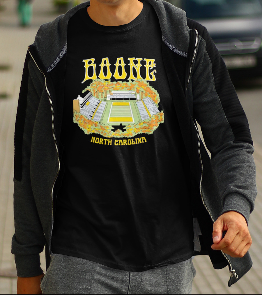 Boone North Carolina Stadium Football Field Autumn Leaves T-Shirt
