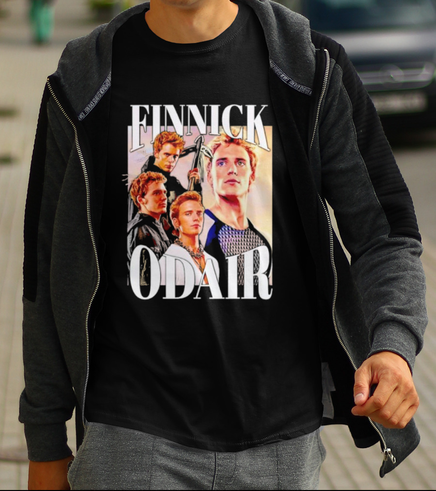 Finnick Odair Character Collage With Weaponry Elements T-Shirt