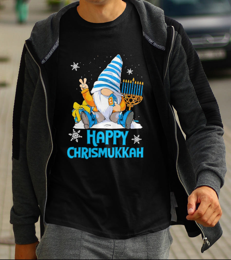 Happy Chrismukkah Gnome Menorah Snowflakes T-Shirt