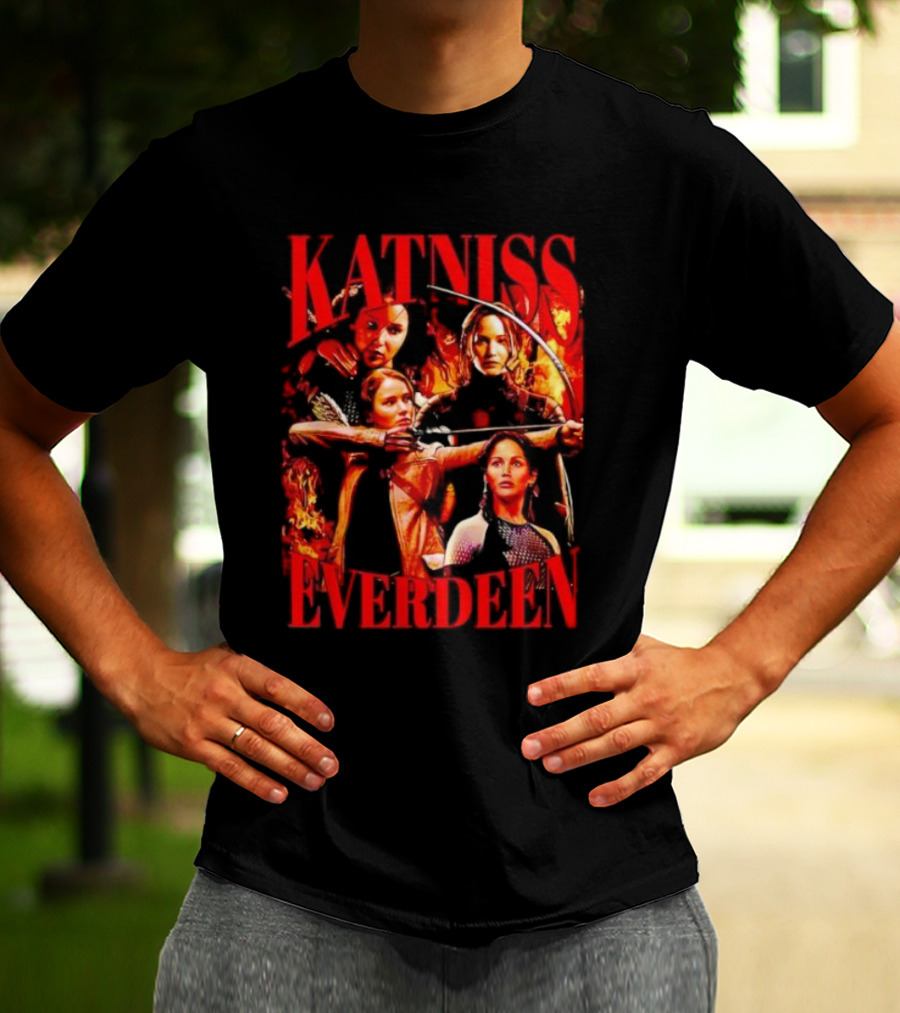 Katniss Everdeen Fiery Bow And Arrow Montage T-Shirt