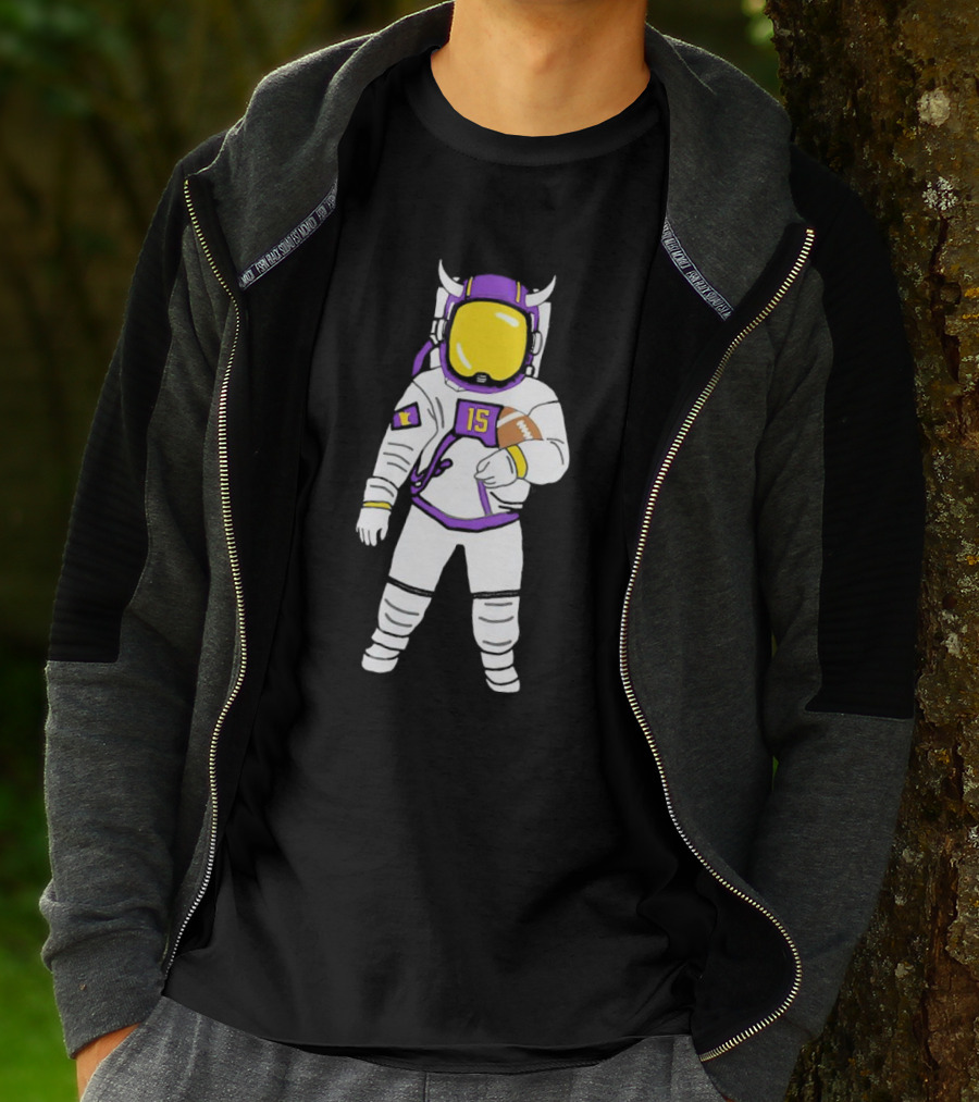Passtronaut Minnesota Astronaut Football Purple 15 T-Shirt