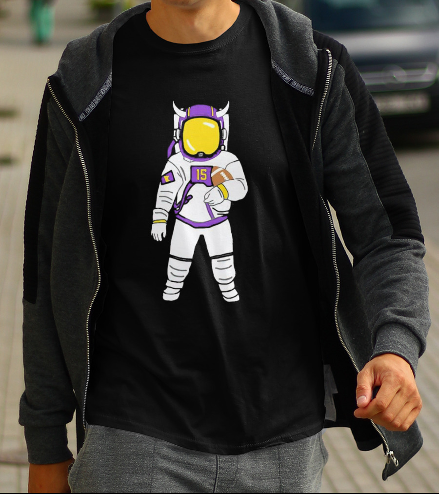 Passtronaut Minnesota Astronaut Football Purple 15 T-Shirt