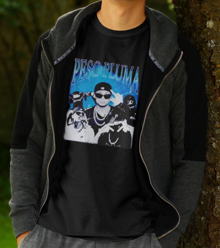 Peso Pluma Vintage Hip Hop Style Blue Tones T-Shirt