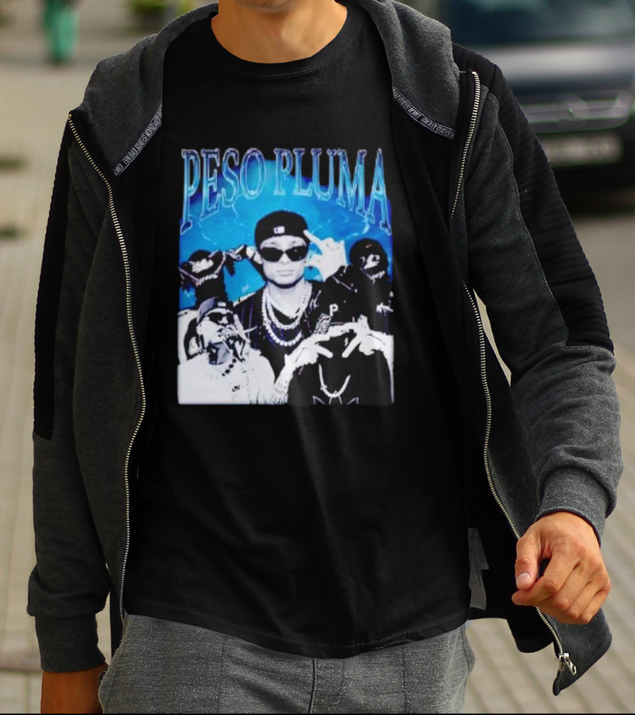 Peso Pluma Vintage Hip Hop Style Blue Tones T-Shirt