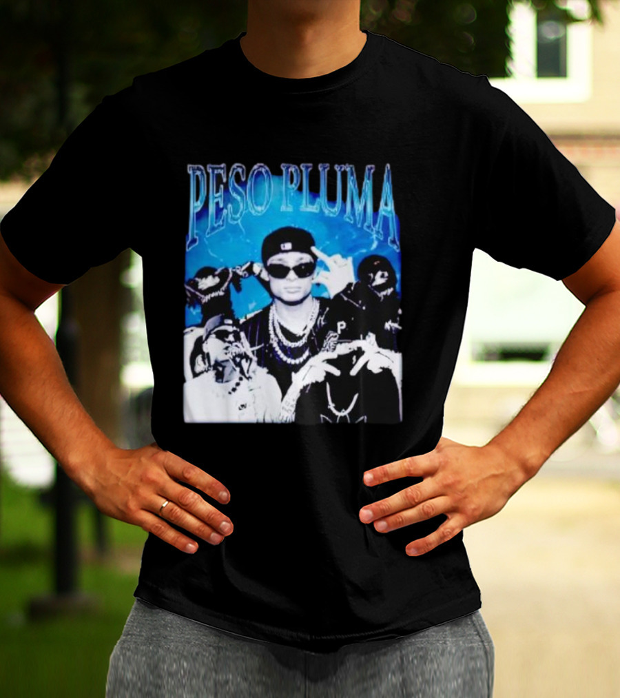 Peso Pluma Vintage Hip Hop Style Blue Tones T-Shirt