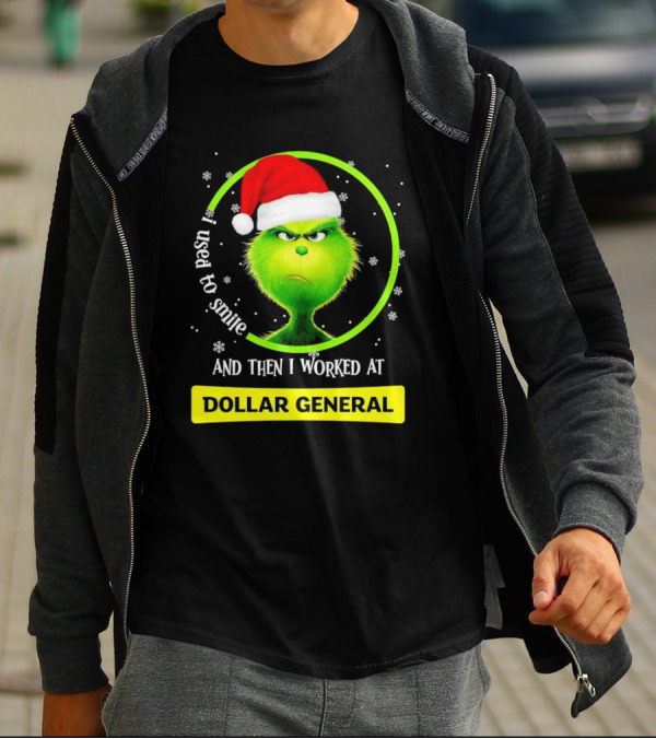Santa Grinch I Used To Smile And Then I Worked At Dollar General Christmas T-Shirt