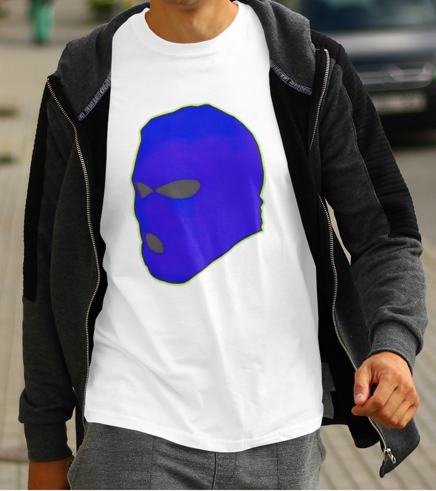 Seahawks Ski Mask Hoodie Graphic Blue Outline T-Shirt