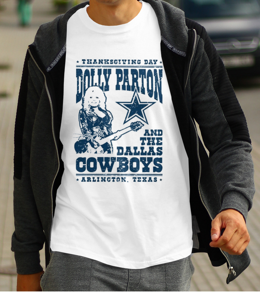 Thanksgiving Day Dolly Parton And The Dallas Cowboys Arlington Texas Star Guitar T-Shirt