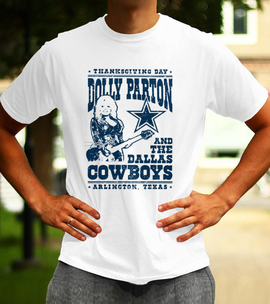 Thanksgiving Day Dolly Parton And The Dallas Cowboys Arlington Texas Star Guitar T-Shirt