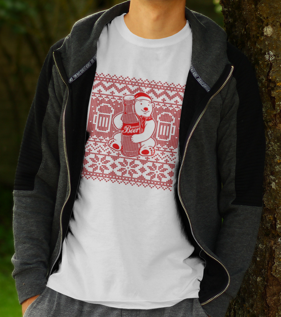Bear Drink Beer Ugly Christmas T-Shirt