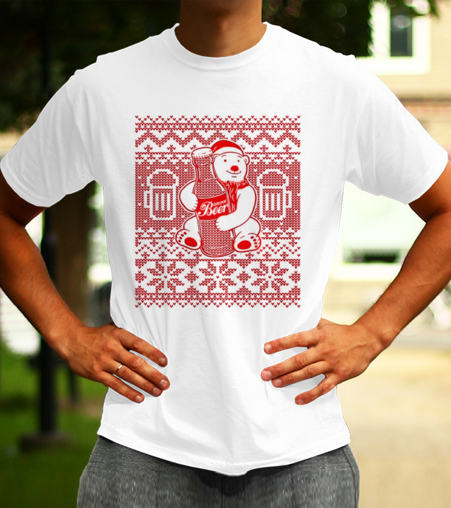 Bear Drink Beer Ugly Christmas T-Shirt