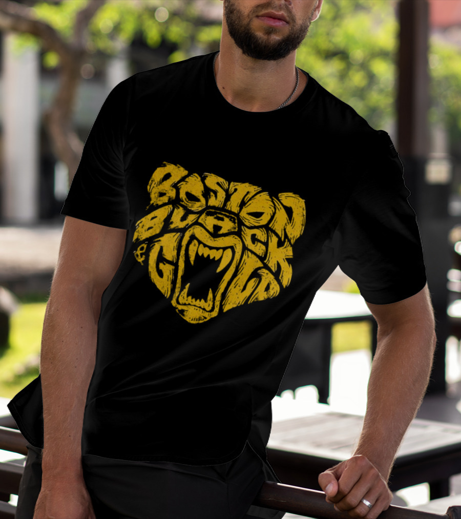 Boston Black And Gold Bear Face T-Shirt