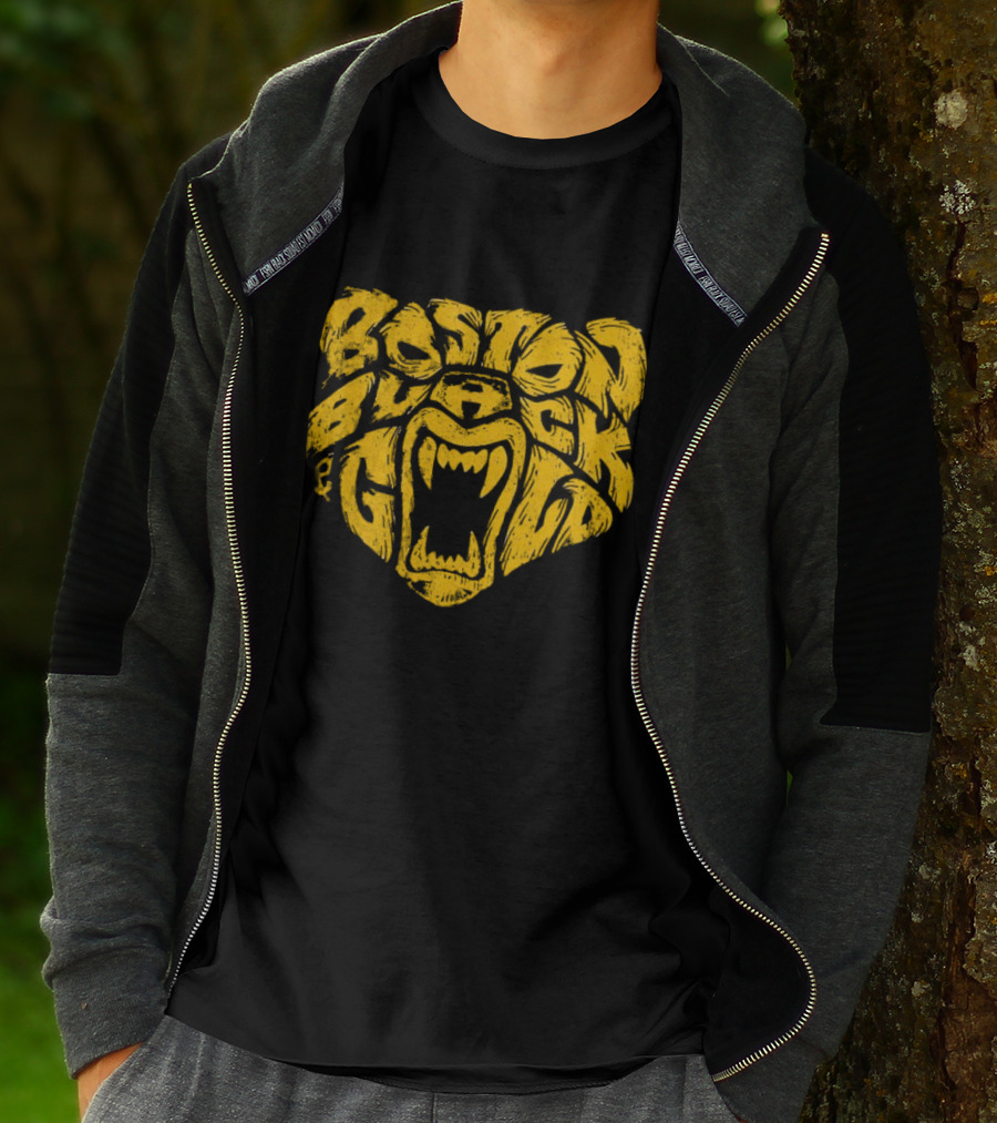 Boston Black And Gold Bear Face T-Shirt