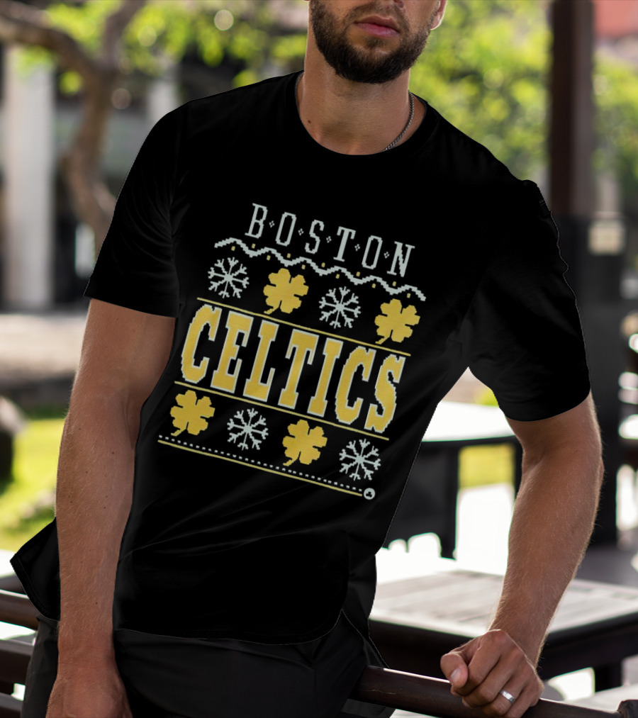 Boston Celtics Snowflakes And Shamrocks T-Shirt