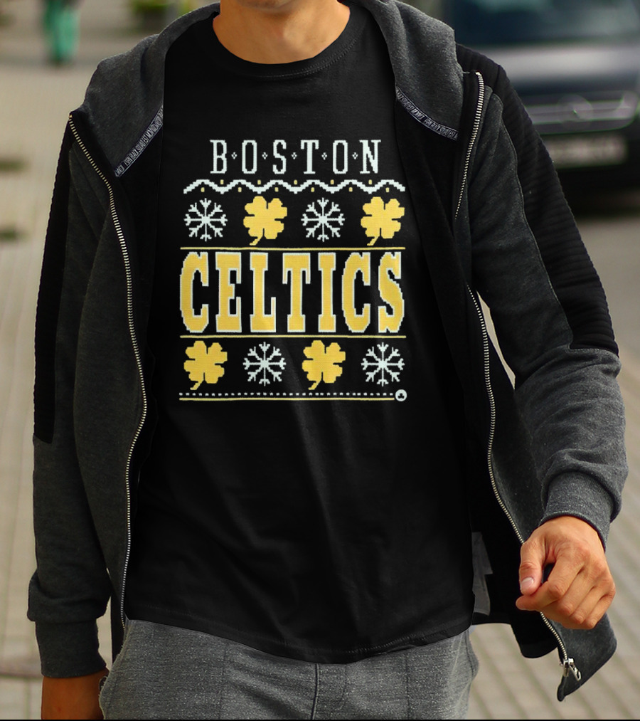 Boston Celtics Snowflakes And Shamrocks T-Shirt
