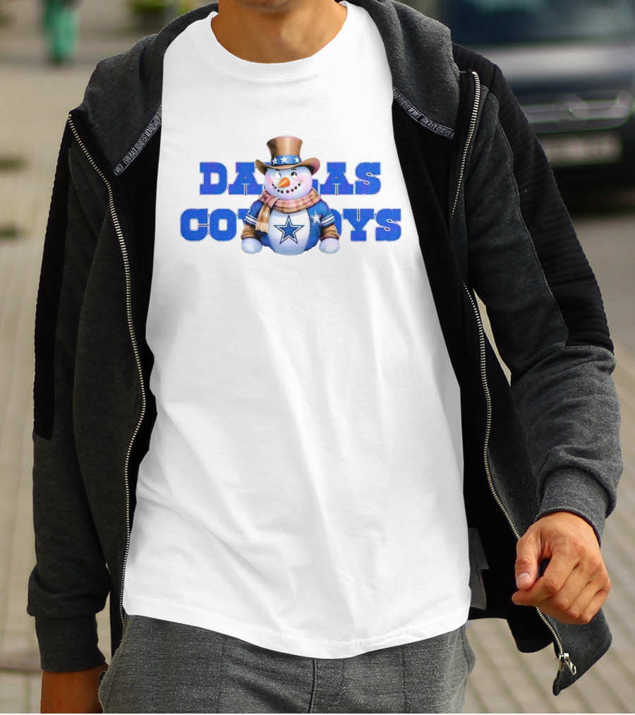 Dallas Cowboys Snowman Christmas Holiday Spirit T-Shirt