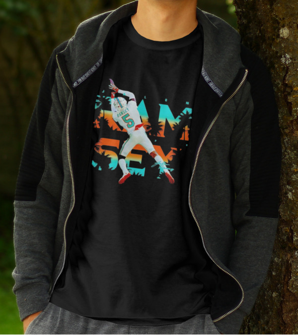 Jalen Ramsey Dolphins Interception Palm Sunset T-Shirt