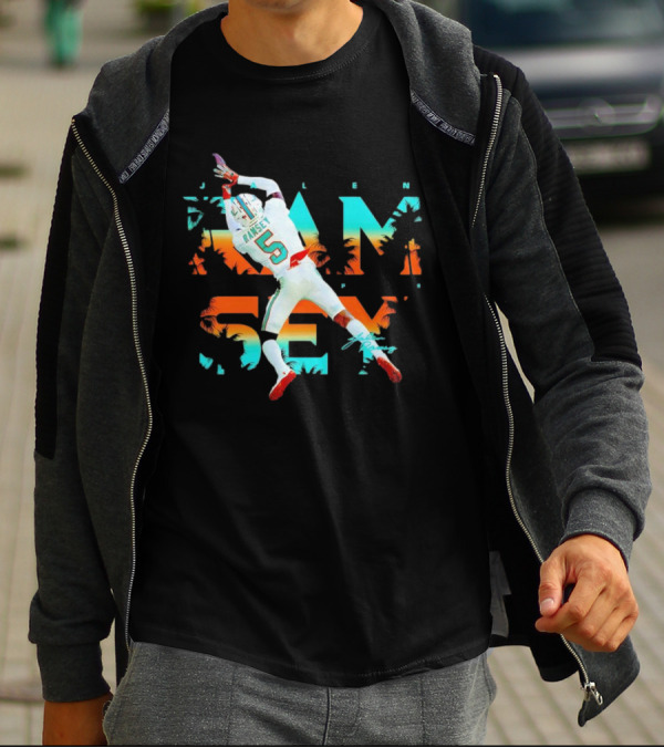 Jalen Ramsey Dolphins Interception Palm Sunset T-Shirt