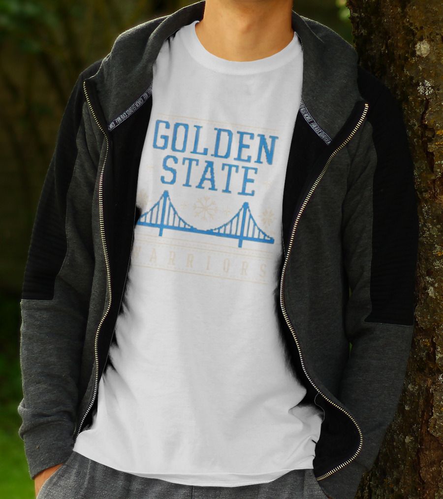 Golden State Warriors Snowflake Bridge Winter T-Shirt