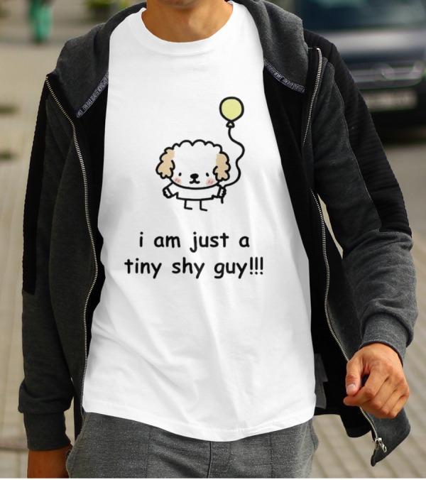 I Am Just A Tiny Shy Guy Cute Dog With Yellow Balloon T-Shirt