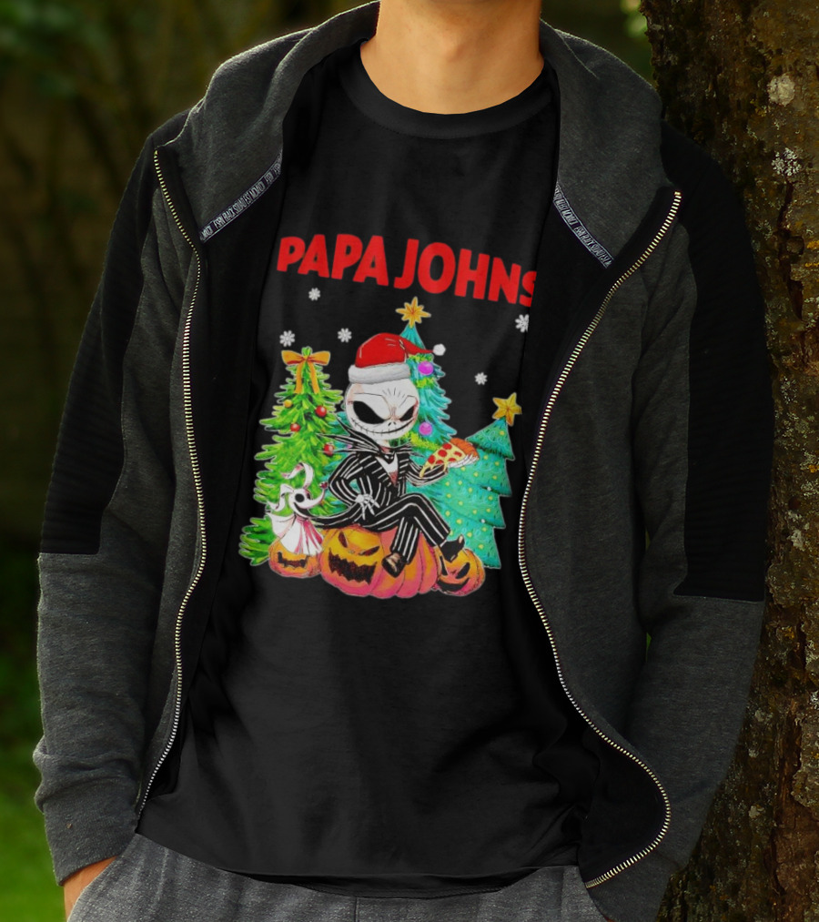 Jack Skellington Papa Johns Christmas Pumpkin Tree T-Shirt