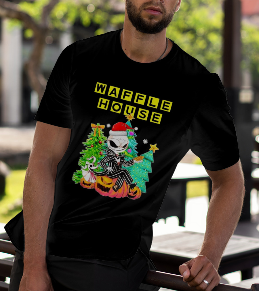 Waffle House Jack Skellington Christmas Tree Pumpkin T-Shirt