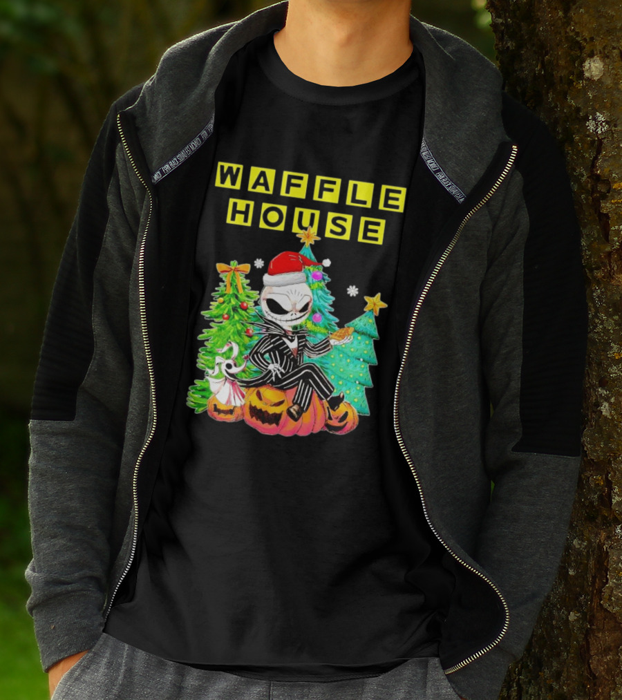Waffle House Jack Skellington Christmas Tree Pumpkin T-Shirt