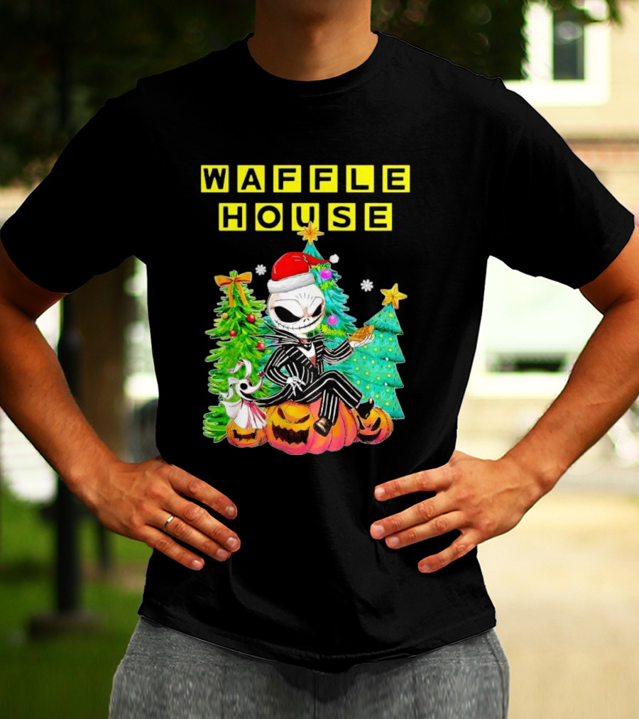 Waffle House Jack Skellington Christmas Tree Pumpkin T-Shirt