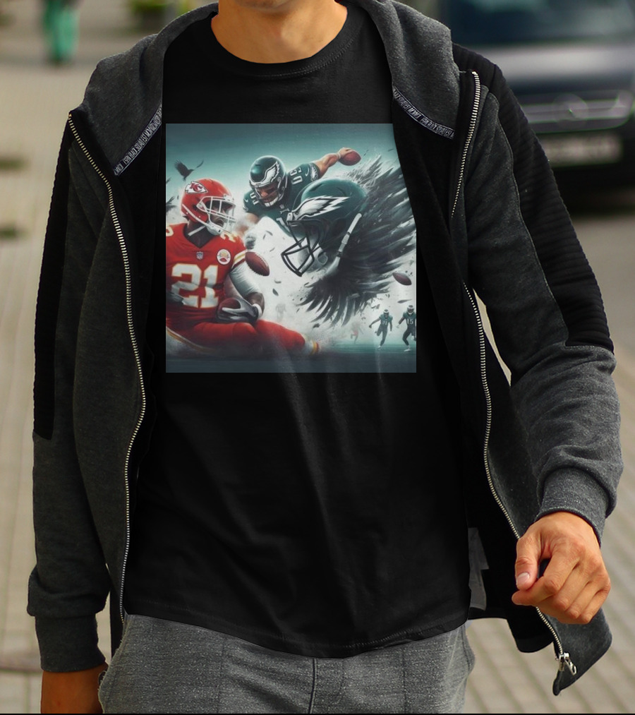 Mike Edwards Kansas City Chiefs Defensive Action Against Philadelphia Eagles Showdown T-Shirt