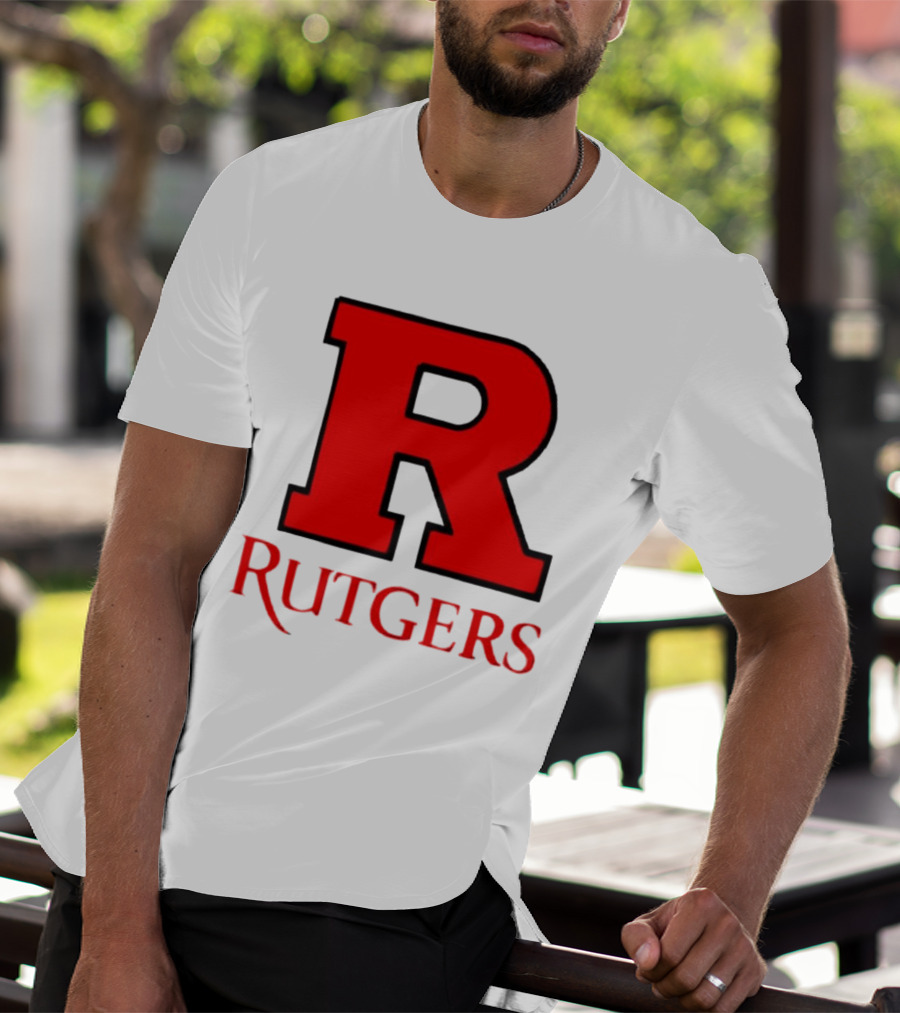 Rutgers University Red R Icon With Text T-Shirt