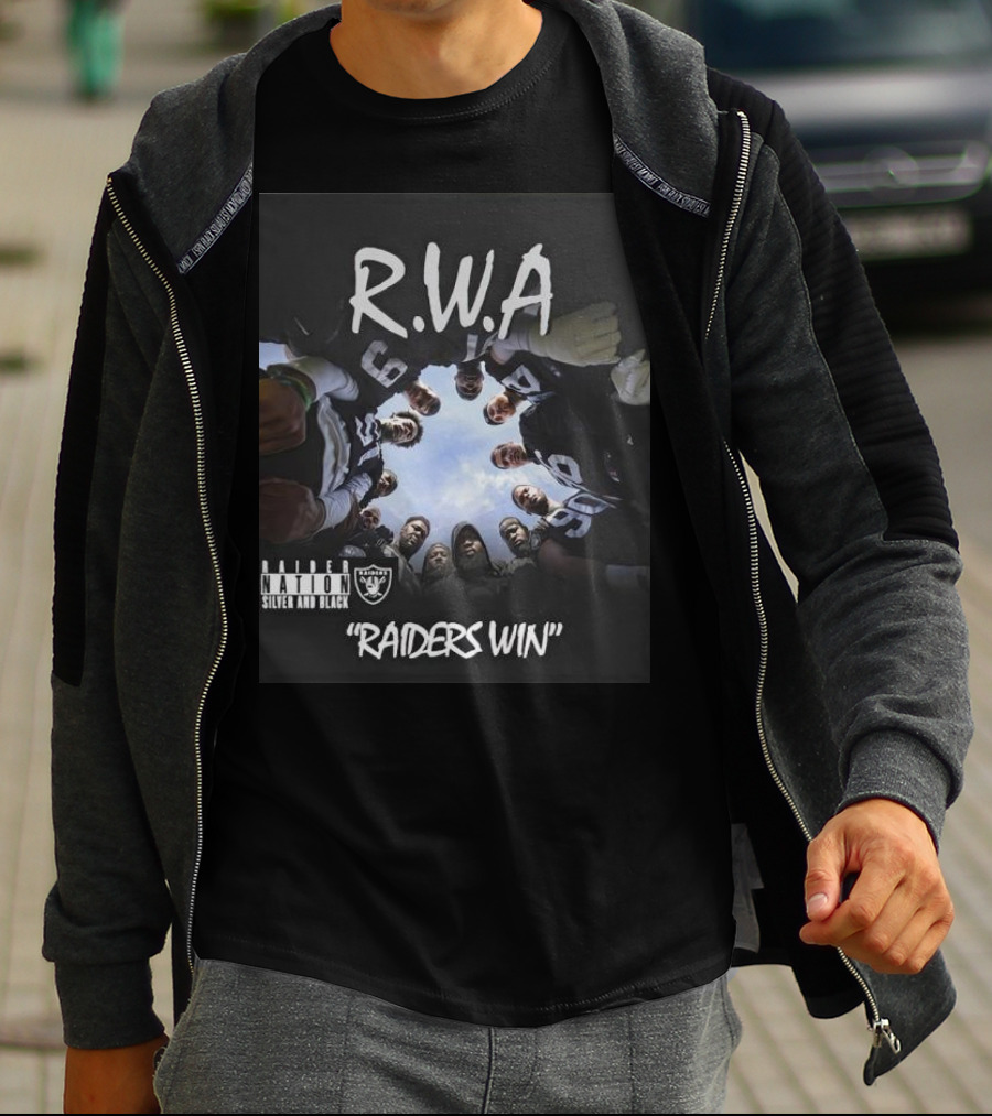 RWA Raider Nation Silver And Black Raiders Win T-Shirt