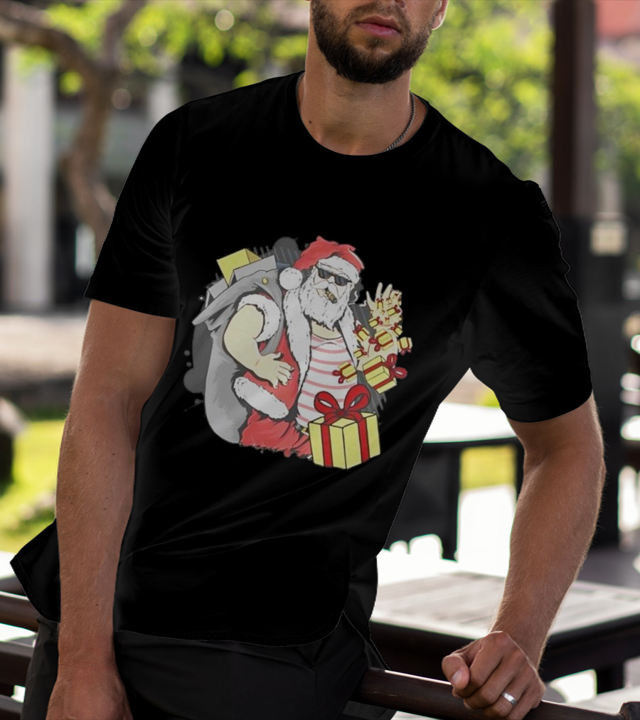Santa Claus Cool Christmas Peace Sign Holiday Delivery T-Shirt