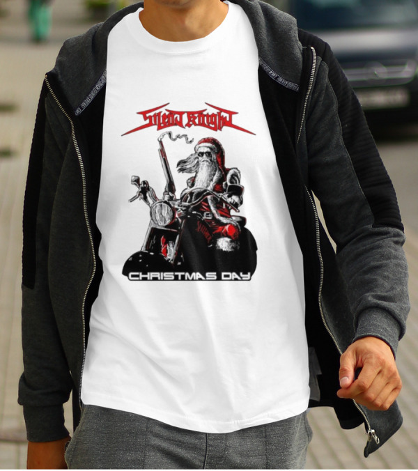 Silent Knight Santa Riding Motorcycle Christmas Day T-Shirt