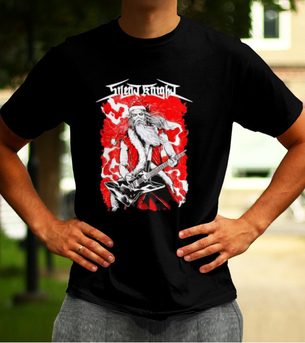 Silent Knight Santa Slays Electric Guitar Rock T-Shirt
