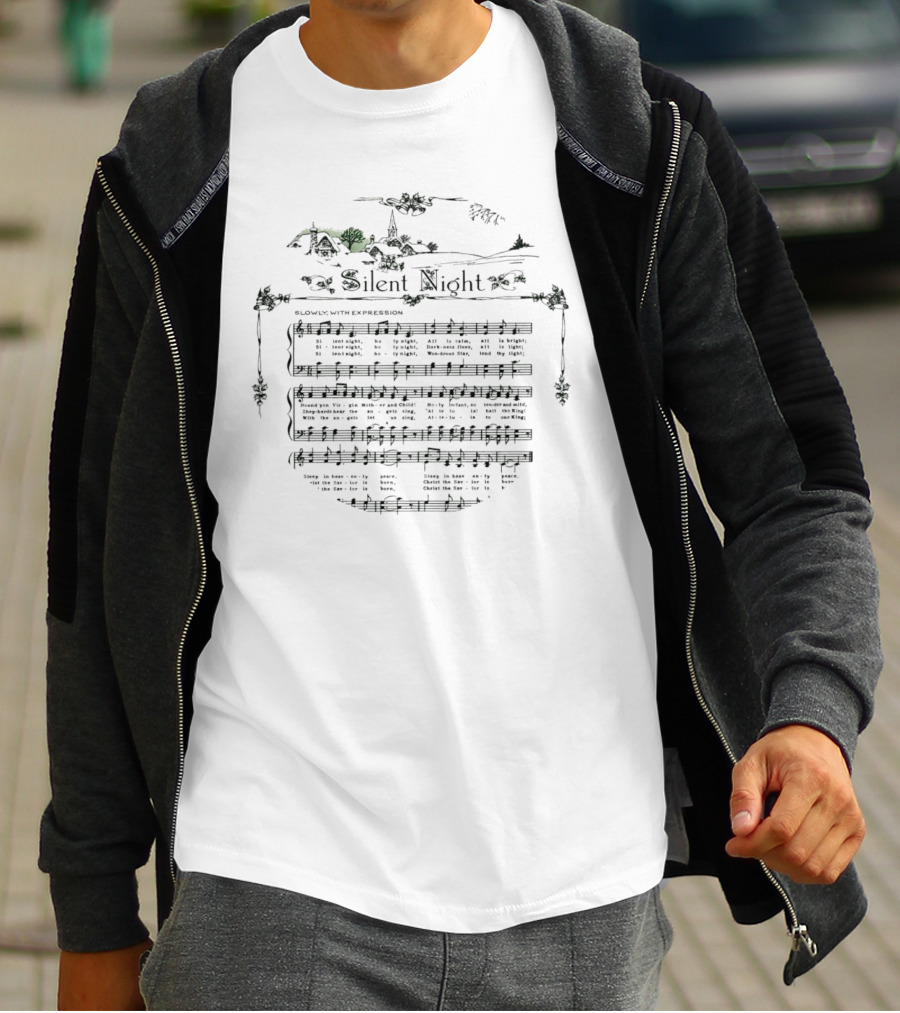 Silent Night Sheet Music Christmas Carol Lyrics T-Shirt
