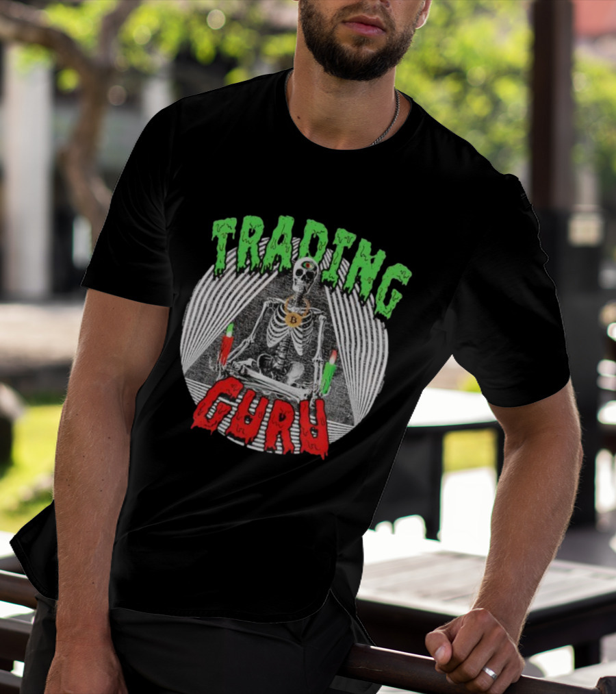 Trading Guru Skeleton Cryptocurrency Candles T-Shirt