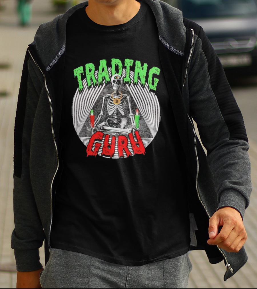 Trading Guru Skeleton Cryptocurrency Candles T-Shirt