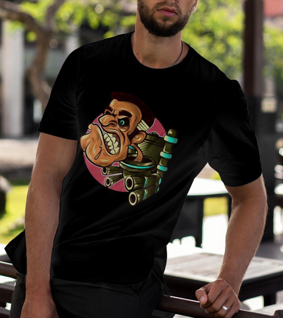 Skibidi Toilet Meme Angry Gritty Face T-Shirt