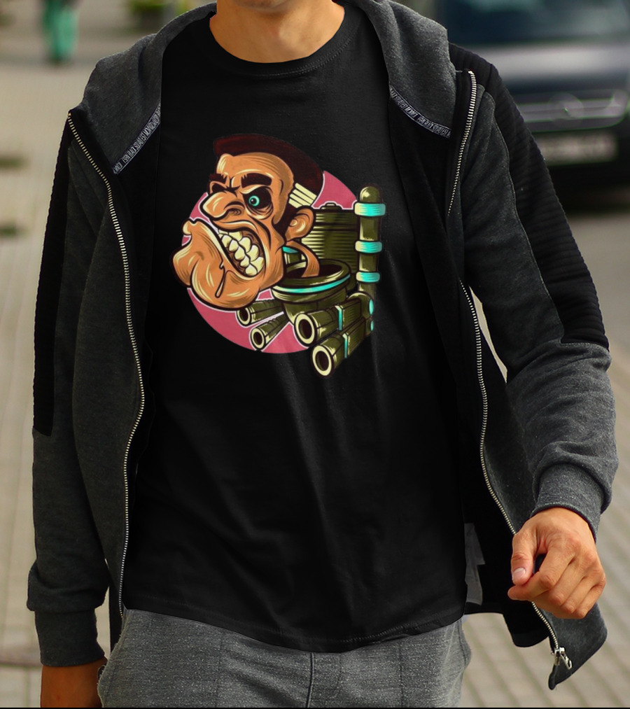 Skibidi Toilet Meme Angry Gritty Face T-Shirt