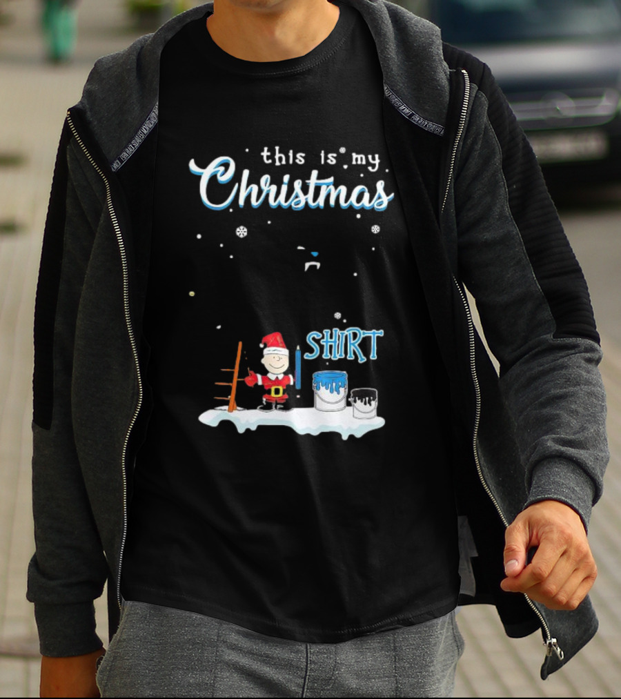 Snoopy And Charlie Brown This Is My Christmas Carolina Panthers T-Shirt