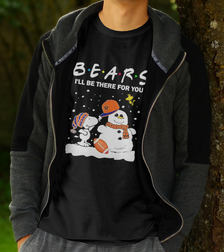 Snoopy And Snowman Chicago Bears I'll Be There For You Christmas Football T-Shirt