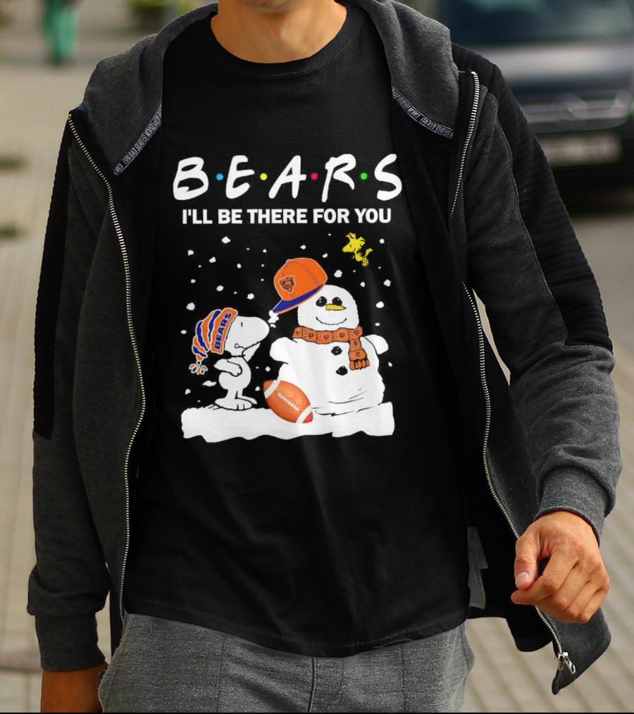 Snoopy And Snowman Chicago Bears I'll Be There For You Christmas Football T-Shirt