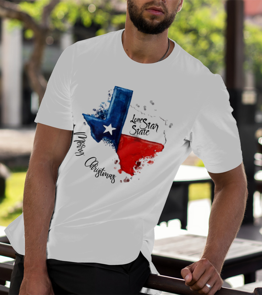 Texas Flag Lone Star State Merry Christmas T-Shirt