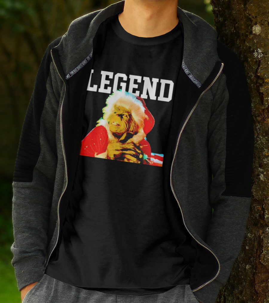 Grinch In Santa Outfit With Legend Text Christmas T-Shirt