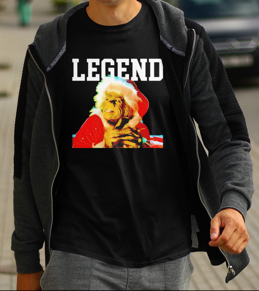 Grinch In Santa Outfit With Legend Text Christmas T-Shirt
